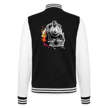 Zug / Lokomotive / Dampflok / Eisenbahn / Lock - College-Sweatjacke - Schwarz/Weiß - Hinten - Marisol (170cm)