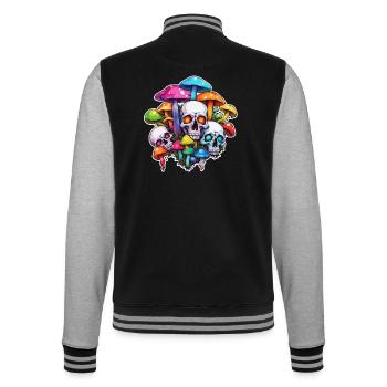 Pilz / Mushroom / Wiese / Wald / Goa / Psy - College-Sweatjacke - Schwarz/Grau meliert - Hinten - Marisol (170cm)