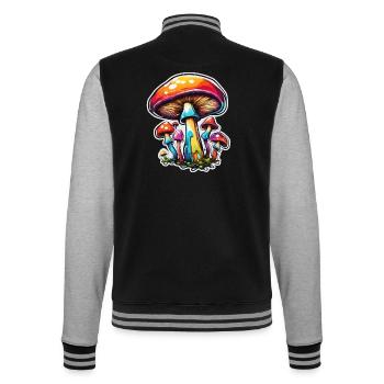Pilz / Mushroom / Wiese / Wald / Goa / Psy - College-Sweatjacke - Schwarz/Grau meliert - Hinten - Marisol (170cm)