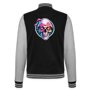 Pilz / Mushroom / Wiese / Wald / Goa / Psy - College-Sweatjacke - Schwarz/Grau meliert - Hinten - Marisol (170cm)