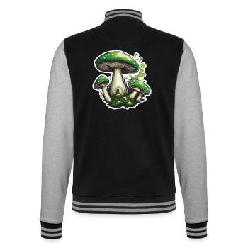 Pilz / Mushroom / Wiese / Wald / Goa / Psy - College-Sweatjacke - Schwarz/Grau meliert - Hinten - Marisol (170cm)