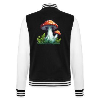 Pilz / Mushroom / Wiese / Wald / Goa / Psy - College-Sweatjacke - Schwarz/Weiß - Hinten - Marisol (170cm)