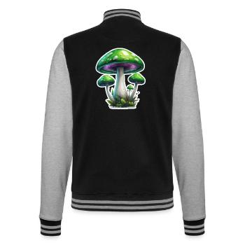 Pilz / Mushroom / Wiese / Wald / Goa / Psy - College-Sweatjacke - Schwarz/Grau meliert - Hinten - Marisol (170cm)