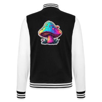 Pilz / Mushroom / Wiese / Wald / Goa / Psy - College-Sweatjacke - Schwarz/Weiß - Hinten - Marisol (170cm)