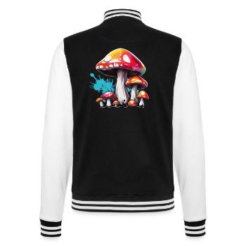 Pilz / Mushroom / Wiese / Wald / Goa / Psy - College-Sweatjacke - Schwarz/Weiß - Hinten - Marisol (170cm)