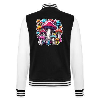 Pilz / Mushroom / Wiese / Wald / Goa / Psy - College-Sweatjacke - Schwarz/Weiß - Hinten - Marisol (170cm)