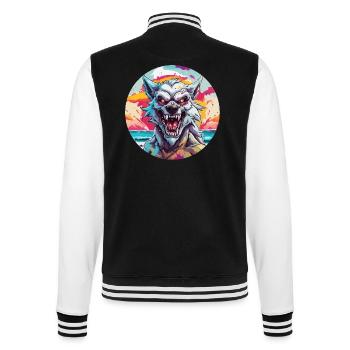 Werewolf / Full Moon / Creature / Transformation / Curse - College Sweat Jacket - black/white - Back - Marisol (170cm)