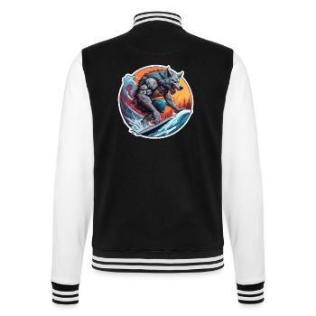Werewolf / Full Moon / Creature / Transformation / Curse - College Sweat Jacket - black/white - Back - Marisol (170cm)