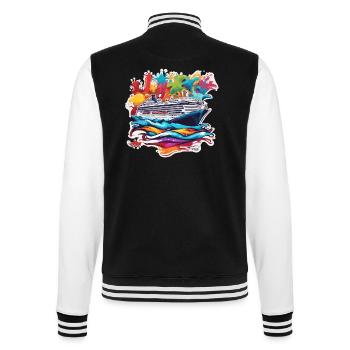 Bateau pirate / Bateau / Mer / Océan / Vagues - Veste Teddy - noir/blanc - Dos - Marisol (170cm)