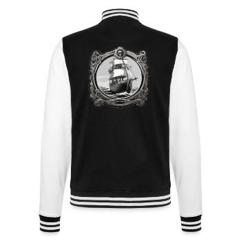 Bateau pirate / Bateau / Mer / Océan / Vagues - Veste Teddy - noir/blanc - Dos - Marisol (170cm)