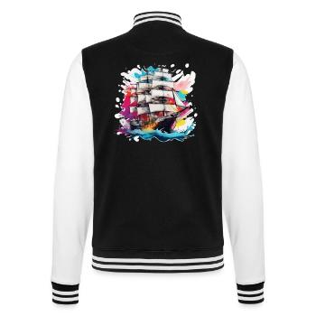 Bateau pirate / Bateau / Mer / Océan / Vagues - Veste Teddy - noir/blanc - Dos - Marisol (170cm)