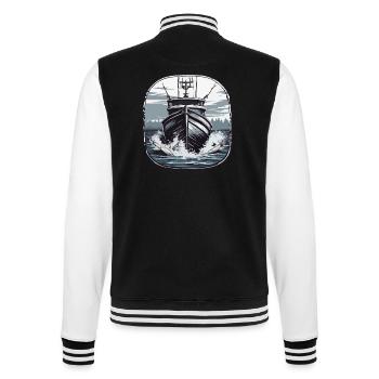 Bateau pirate / Bateau / Mer / Océan / Vagues - Veste Teddy - noir/blanc - Dos - Marisol (170cm)
