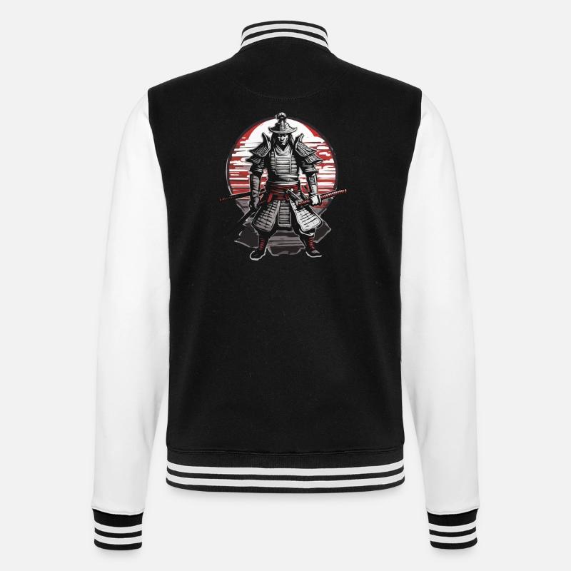 Samurai / Japanese / Harakiri / Katana / Man - College Sweat Jacket - black/white