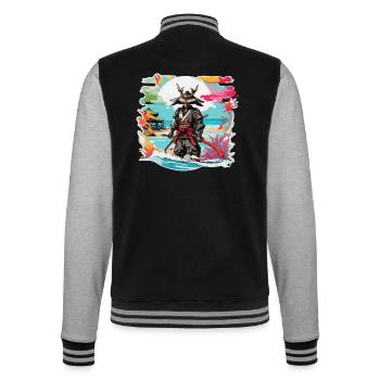 Samouraï / Japonais / Harakiri / Katana / Homme - Veste Teddy - noir/gris chiné - Dos - Marisol (170cm)