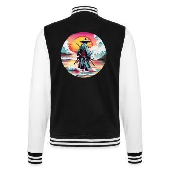 Samurai / Japanisch / Harakiri / Katana / Mann - College-Sweatjacke - Schwarz/Weiß - Hinten - Marisol (170cm)