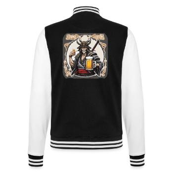 Samurai / Japanisch / Harakiri / Katana / Mann - College-Sweatjacke - Schwarz/Weiß - Hinten - Marisol (170cm)