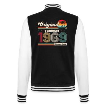 55th Birthday Original February Vintage 1969 - College Sweat Jacket - black/white - Back - Marisol (170cm)