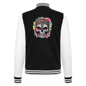 Mayan / High Culture / Peru / Mayan Calendar / Motif - College Sweat Jacket - black/white - Back - Marisol (170cm)