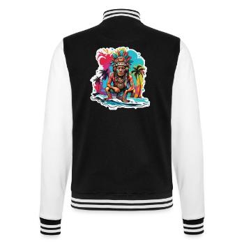 Mayan / High Culture / Peru / Mayan Calendar / Motif - College Sweat Jacket - black/white - Back - Marisol (170cm)