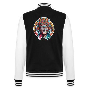 Mayan / High Culture / Peru / Mayan Calendar / Motif - College Sweat Jacket - black/white - Back - Marisol (170cm)