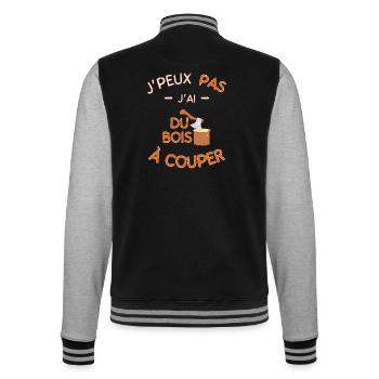 T-shirt - I can't I have wood to cut - College Sweat Jacket - black/heather grey - Back - Marisol (170cm)