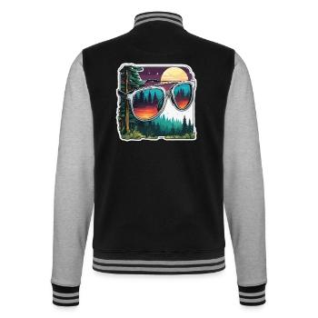 Sonnenbrille / Reflektion / Wald / Spiegelung - College-Sweatjacke - Schwarz/Grau meliert - Hinten - Marisol (170cm)
