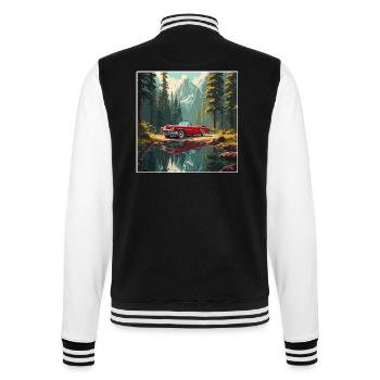 Old Timer / Auto / 50er Jahre / Retro / Vintage - College-Sweatjacke - Schwarz/Weiß - Hinten - Marisol (170cm)