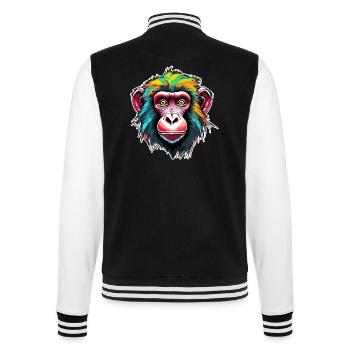 Affe / Tier / Zoo / Babian / Wild / Comic - College-Sweatjacke - Schwarz/Weiß - Hinten - Marisol (170cm)