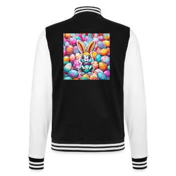 Osterhase / Ostern / Eier / Feiertage / Osterfest - College-Sweatjacke - Schwarz/Weiß - Hinten - Marisol (170cm)