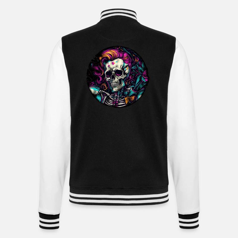 Skull / Skull / Skeleton / Gothic / Tattoo - College Sweat Jacket - black/white