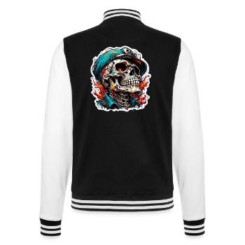 Skull / Totenkopf / Skelett / Gothic / Tattoo - College-Sweatjacke - Schwarz/Weiß - Hinten - Marisol (170cm)