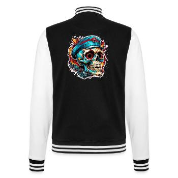Skull / Totenkopf / Skelett / Gothic / Tattoo - College-Sweatjacke - Schwarz/Weiß - Hinten - Marisol (170cm)