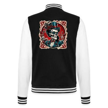 Skull / Totenkopf / Skelett / Gothic / Tattoo - College-Sweatjacke - Schwarz/Weiß - Hinten - Marisol (170cm)