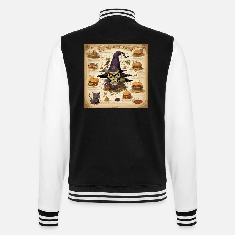 Hexenhandbuch / Zauberbuch / Halloween / Herbst - College-Sweatjacke - Schwarz/Weiß