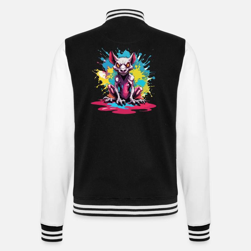 Chupacabra / Sucking Creature / Monster /Spain - College Sweat Jacket - black/white