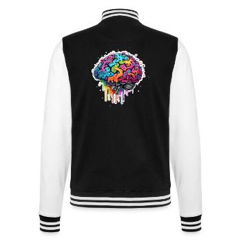 Gehirn / Wissen / Intelligenz / klug / Denken - College-Sweatjacke - Schwarz/Weiß - Hinten - Marisol (170cm)