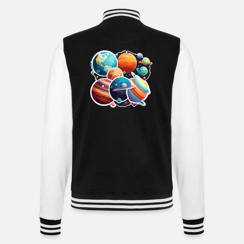 Planètes / Système solaire / Espace / Galaxie - Veste Teddy - noir/blanc