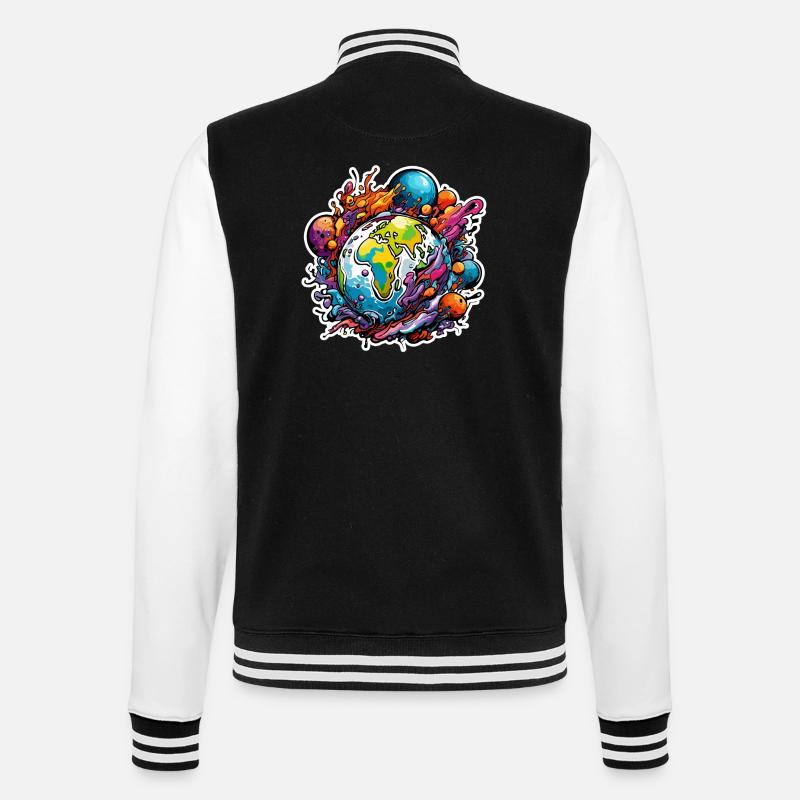 Planets / Solar System / Space / Galaxy - College Sweat Jacket - black/white