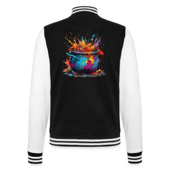 Kochtopf / Hexenkessel / Halloween / Zauberei - College-Sweatjacke - Schwarz/Weiß - Hinten - Marisol (170cm)