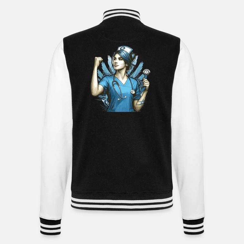 Krankenschwester Siegespose Geschenk - College-Sweatjacke - Schwarz/Weiß