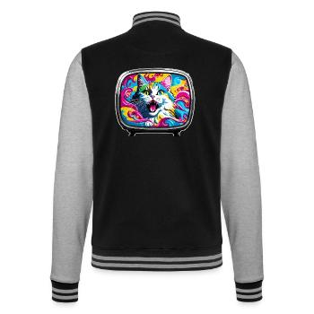 TV / Fernseher / Analog / Röhrenfernseher / Retro - College-Sweatjacke - Schwarz/Grau meliert - Hinten - Marisol (170cm)