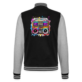 Radio / Analog / Music / Frequency / Speakers - College Sweat Jacket - black/heather grey - Back - Marisol (170cm)