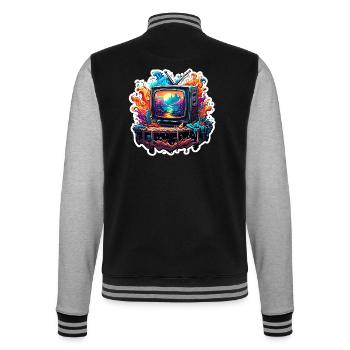 TV / Television / Analogue / Tube TV / Retro - College Sweat Jacket - black/heather grey - Back - Marisol (170cm)