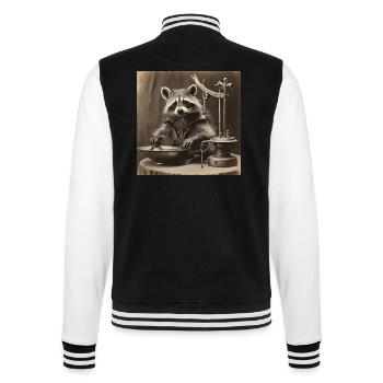 Raccoon / Animal / Photo / Wild / Funny / Robber - College Sweat Jacket - black/white - Back - Marisol (170cm)
