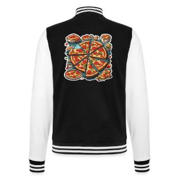 Pizza / Fast Food / Italienisch / Margherita - College-Sweatjacke - Schwarz/Weiß - Hinten - Marisol (170cm)