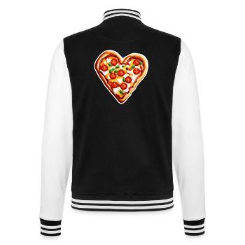 Pizza / Fast Food / Italienisch / Margherita - College-Sweatjacke - Schwarz/Weiß - Hinten - Marisol (170cm)