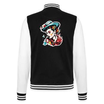 Rockabilly / Pin-up Girl / Frauenpower / 50er - College-Sweatjacke - Schwarz/Weiß - Hinten - Marisol (170cm)