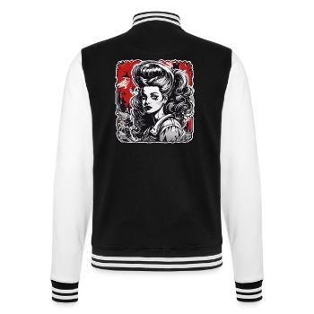 Rockabilly / Pin-up Girl / Girl Power / Années 50 - Veste Teddy - noir/blanc - Dos - Marisol (170cm)