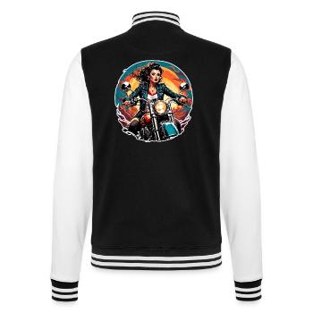 Motorcycle Logo/Bike/Two-Wheeler/Vehicle/Motors - College Sweat Jacket - black/white - Back - Marisol (170cm)