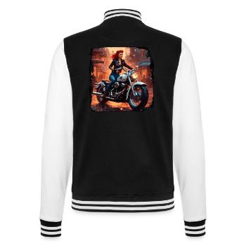Motorrad Logo / Bike / Zweirad / Fahrzeug / Motors - College-Sweatjacke - Schwarz/Weiß - Hinten - Marisol (170cm)